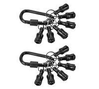 12 Pcs Hex Shank Screwdriver Bits Holder, 1/4 inch Aluminum Alloy Drill Bit Holder Keychain Set Quick-Change Extension Screw Socket Adapter with Black Carabiner, Black