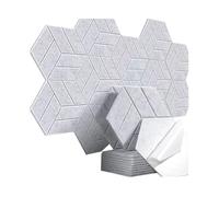 12 Pcs Hexagon Acoustic Panels, Self-Adhesive Soundproof Wall Panels, High-Density Flame Retardant Acoustic Treatment Tiles, Decorative Sound Dampening Panels for Studio, Home Theater, Office (White)