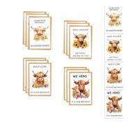 12 Pcs Highland Cow Birthday Card with Envelope, Funny Birthday Cards for Women, Scottish Highland Cow Happy Birthday Card for Her Female Friend Mum Wife Daughter Sister Girlfriend