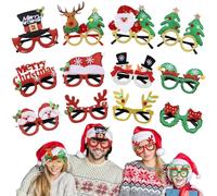 12 Pcs Holiday Glasses Set, Festive Christmas Eyeglasses For Parties, Santa, Xmas Trees, Novelty Holiday Frames, Fun Party Favors, One Size Fits All
