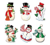 12 Pcs Holiday Snowman Picks 10 Inch Indoor Outdoor Use(ZKB121) | 12 pack assorted designs, 6 unique styles, 10 inch height, charming vintage look, indoor outdoor use