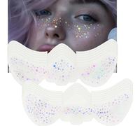 12 PCS Holographic Multicolor Glitter Freckles Face Tattoo,Chameleon Sparkle Freckles Makeup Patches,Shimmer Cute Star Festival Essentials Waterproof Temporary Makeup Tattoo for Women (Multichrome)