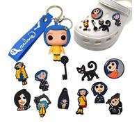 12 Pcs Horror Cartoon Shoe Charms for Clogs - Coralme Keychain Shoe Clips for Women Men Halloween Costume Cosplay Movie Props (Spooky Cute Design)