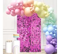 12 Pcs Hot Pink Shimmer Wall Backdrop Panels for Party, MSDADA 3 FT x 4 FT Hot Pink Sequin Backdrop for Birthday Graduation Home Party Decorations Anniversary Decor