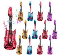 12 Pcs Inflatable Guitar,Inflatable Musical Instrument Blow up Guitar Rock Star Toy with Jingle Bells,Inflatable Rock Guitar Inflatable Party Props for Kids Adults Birthday Gifts Party Decoration