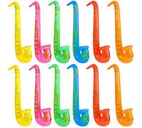 12 Pcs Inflatable Saxophone Assorted Colors Inflatable Microphones 66 cm Inflatables Saxophone Muscial Instrument for Musical Concert Themed Party Role Play Party Decoration Supplies, 7 Colors