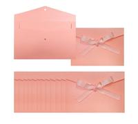 12 Pcs Invitation Envelopes with Ribbons, Card, 17.3 * 12.2 CM Greeting Card Envelopes for Festival and Party, Birthday, Weddings, Baby Showe Invitations (Pink)