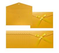 12 Pcs Invitation Envelopes with Ribbons, Card, 17.3 * 12.2 CM Greeting Card Envelopes for Festival and Party, Birthday, Weddings, Baby Showe Invitations (Yellow)