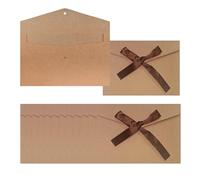 12 Pcs Invitation Envelopes with Ribbons, Card, 17.3 * 12.2 CM Greeting Card Envelopes for Festival and Party, Birthday, Weddings, Baby Showe Invitations (Brown)