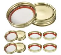 12 Pcs Jar Lids Canning Lids, Jar Seals Tinplate Split-Type Jar Lids and Bands Regular Mouth Leak Proof Fits Storage Cover (Gold), Jar Seals Replacement