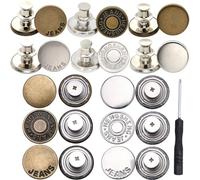 12 Pcs Jeans Buttons Metal Replacement Without Sewing, Adjustable Jean Button Replacement Press Stud Pants Tighten for Jeans Repair & Size Adjustment