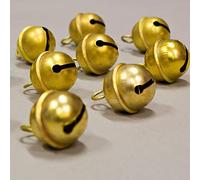 12 Pcs Jingle Bells Express Musical Rhythm Polar Sleigh Bells Polished Brass, for Door Knob, For Craft work, Anniversary Cattle Party Favors Wall Art Orchard Garden Art 1.25-inch High, Polished Brass