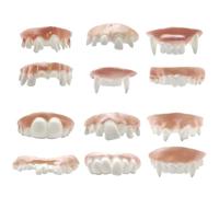 12 PCS Joke Teeth, Ugly Fake Teeth Bob Teeth Gag Teeth Halloween Vampire Teeth for Aldult Halloween Masquerade Costume Party Favors, Party Styling, Masquerade Costume Party Favors(7X2.5X1.5CM)