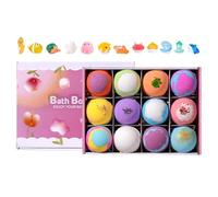 12 Pcs Kids Bath Balls - Bath Balls with Toys | Bubble Treasure Baťh Salt Balļs | Skin-Friendly Baťh Kit with 12 and Land Surprise Toys, Gentle Formula for Boys and Girls