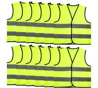 12 Pcs Kids Hi Vis Vest High Visibility Reflective Vest Bulk Child Hi Vis Safety Vests with Reflective Strips for Girls Boys Outdoor Activities (L, 10-12 years(130-140 cm))