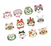 12 Pcs Kitten Embroidery Patch Cartoon Cat Iron On Clothing Animal Sewing
