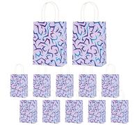 12 Pcs Korean Demon Energy Paper Party Gift Bags with Handles, Purple Laser Lightning Crack Candy Goodie Bags for K-pop Music Birthday Party Decorations