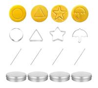 12 Pcs Korean Sugar Candy Making Tool, Stainless Steel Cookie Cutters for Kids, Umbrella Triangle Star Round Cookie Cutter Mold Sugar Game Kit, Sugar Game Cookie with Tin Case Needle Box for Party