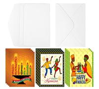 12 Pcs Kwanzaa Greeting Card African American Annual Celebration Card with 12 White Envelopes Holiday Candle Kwanzaa Cards for African American, 5 x 7 Inches