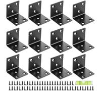 12 Pcs L Brackets for Wood Heavy Duty Angle Brackets for Wood, Black 90 Degree Metal Right Angle Corner Bracket,L Shaped Bracket Supports for Joining Fixing Repairing Furniture Connector(40x40x40mm)