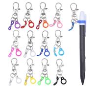 12 Pcs Lanyard Pen Holder, 12 Colors Pen Clips with Anti-Lost Silicone Rubber Rings, Badge Pen Holder with Lobster Claw Clasp, Pencil Holder Clip for Nurse Badge Reel, Office Lanyard Accessories