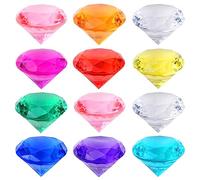 12 Pcs Large Acrylic Diamond, Multi Colored Acrylic Gemstones Pirate Treasure Hunt Gems Jewels Plastic Crystals for Party Favors Vase Fillers Wedding Decorations (10 Colors)