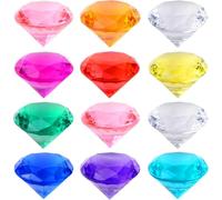12 Pcs Large Acrylic Kids Diamond Toy, Multi Colored Acrylic Gemstones Pirate Treasure Hunt Gems Jewels Plastic Children Crystals for Party Favors Vase Fillers Wedding Decorations (10 Colors)