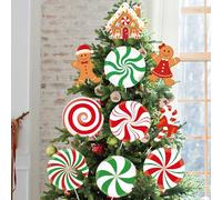 12 PCS Large Candy Gingerbread Christmas Tree Picks 10 Inch Candy Cane Gingerbread Man Christmas Tree Ornaments Peppermint Lollipop Hanging Decor for Xmas Trees Topper New Year Holiday Party Decor