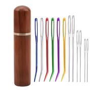 12 Pcs Large Eye Darning Blunt Needles for Wool, Tapestry Needle with Wooden Case, Yarn Needle for Sewing Up, Knitting, Crochet Projects, Beading and Sewing DIY Crafts