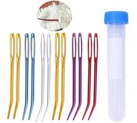 12 PCS Large Eye Sewing Needles, 6 Sizes Darning Needles for Yarn, Bent Tapestry Needle with Plastic Needle Case for Hand Craft DIY Crochet Projects (Blue, Gold, Red, Silver, Green and Purple)