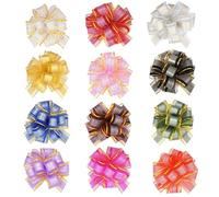 12 Pcs Large Pull Bows for Gift Wrapping, Car Wedding Decoration Ribbons, Present Packaging Bows for Party, Christmas (Mixed Colors)
