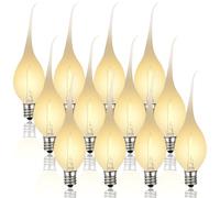 12 Pcs LED Silicone Dipped Candle Light Bulbs, Candle Chandelier Light Bulbs, C7 Light Bulbs, E12 120V 0.7W Warm White Silicone Light Bulbs for Window Candle, Gold Glow Style Candle Bulbs