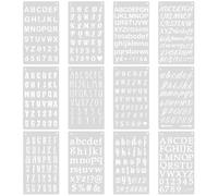 12 PCS Letter Stencils Plastic Alphabet and Number Stencils Reusable Alphabet Templates for Painting Scrapbook Letters Drawing DIY Crafts Cards Art Projects