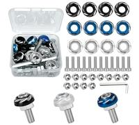 12 Pcs License Plate Screws with drill tip, M5*20mm Motorcycle License Plate Bolts Set, Mixed Color Car number plate Screws, Aluminum Alloy Number Plate Screws for motorcycles, vehicles, cars