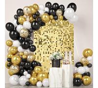 12 Pcs Light Gold Shimmer Wall Backdrop Panels for Party, MSDADA 3 FT x 4 FT Light Gold Sequin Backdrop for Birthday Graduation Home Party Decorations Anniversary Decor