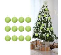 12 Pcs Lime Green Furry Christmas Ball Ornaments, Christmas Green Fluffy Balls Decor Xmas Tree Decor, Christmas Tree Ball Hanging Ornaments for Xmas Indoor Wreath Fireplace Home School Office Decor