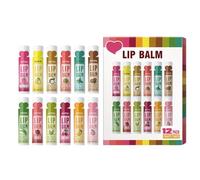 12 Pcs Lip Balm Set, Natural Moisturizing Lip Balms For Dry Cracked Lips, Fruit Flavor Lips Balm With Vitamin E, Hydrating Mini Chapstick Gifts Set, Vegan Lips Care, Gift Set For Girls Womens