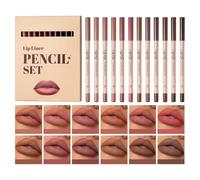12 PCS Lip Liner Pencil Set Featuring Matte Formula, Waterproof and Long Lasting Lipstick Liner, Smudge-Proof Nude Shades for Defined Lip Contour and Comfortable Wear (12 PCS Set A)