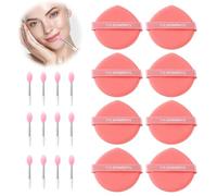 12 PCS Lip Mask Applicator&8 Pack Air Cushion Puff, Reusable Silicone Lip Applicator, Wet and Dry Dual-Use Makeup Sponge, Beauty Makeup Set for Daily Makeup, Attending a Party and Taking Photos