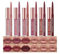 12 Pcs Liquid Lipstick Lipliner Set Nude Lipliner Matte Lipstick Long Lasting Non-Fading Waterproof Lip Glosses Makeup Set Gift For Women (Set A)