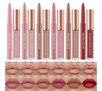 12 Pcs Liquid Lipstick Lipliner Set Nude Lipliner Matte Lipstick Long Lasting Non-Fading Waterproof Lip Glosses Makeup Set Gift For Women (Set C)