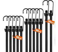 12 PCS Long Short Mix Elastic Bungee Cords With Hooks,Outdoor elastic Luggage Binding Rope,Bungee Straps, Heavy Duty elastic band,Weatherproof & UV-Resistant Elastic Bungee Straps(40CM,60CM,90CM)