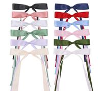 12 PCS Long Tail Ribbons Hair Clips for Women Young Girls Elegance Satin Ribbon Bow Hair Barrettes Accessories