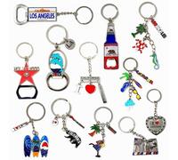 12 Pcs Los Angeles Keychain LA California Metal Keychains, 4 Bottle Openers, I love Los Angeles, Surfboard, Dolphins, Palm Tree, Beer, Hollywood Star, Los Angeles Key Chain Souvenirs, Gifts, Bundle,