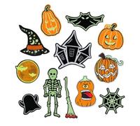 12 PCS Luminous Halloween Embroidered Applique Patches Scary Movie Goth SewOn Designs for Halloween Clothes, Jeans, Backpacks, and Evermore Stickers