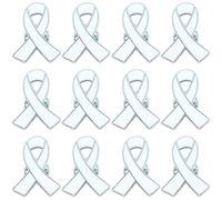 12 Pcs Lung Cancer Awareness Pins White Ribbon Pins Peace Promote Blindness Victims of Terrorism and Adoption Awareness Pin
