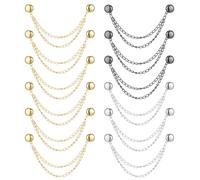 12 pcs Magnet Clothing Pins Metal Magnetic Button Clips with Chain Hijab Magnets Chain Multi-Purpose Pinless Brooch Magnetic Closure Button for Cardigan Shawl Hijab Clothes Long Pants Legs Sleeves