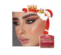 12 PCS Makeup Brushes Set, Christmas Red, Santa Pattern Handle Professional Synthetic Fiber Make up Tools, Blush Highlight Eye Shadow Eyebrow Concealers Brush, Gift for Girls & Women