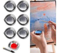 12 PCS Makeup Metal Mixing Paint Palette Stainless Steel Round Palette with Mouth Paint Pallet for Paint Pigment and Water Based Painting Watercolour Palette for Artist Watercolors Oil Water Paint Met