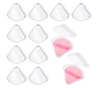 12 PCS Makeup Pads for Powder, Triangle Powder Puff Container, Clear PVC Makeup Sponge Protective Holder Cases, Portable Cosmetic Puff Box for Travel, Reusable Dust-Proof Beauty Blender Holder